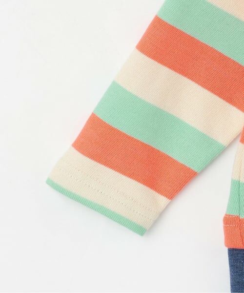 KP / ケーピー ロンパース | クマ編モチーフ マルチボーダー×杢裏毛 カバーオール | 詳細3