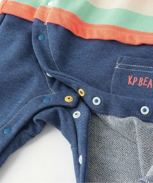 KP / ケーピー ロンパース | クマ編モチーフ マルチボーダー×杢裏毛 カバーオール | 詳細7