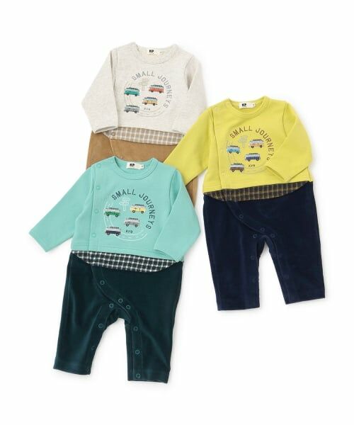 KP / ケーピー ロンパース | 車刺しゅう 裏毛×ニットコール カバーオール | 詳細7