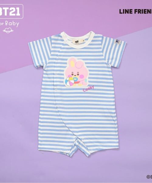 KP / ケーピー ロンパース | 【BT21】アップリケボーダーショートオール（サックス）