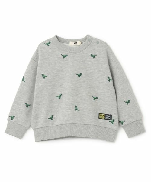 KP / ケーピー スウェット | 恐竜総柄刺シュウ トレーナー（トップ グレー）