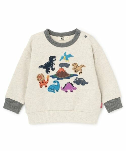 KP / ケーピー スウェット | 恐竜アップリケ トレーナー(オートミール)
