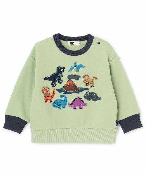 KP / ケーピー スウェット | 恐竜アップリケ トレーナー(薄カーキ)