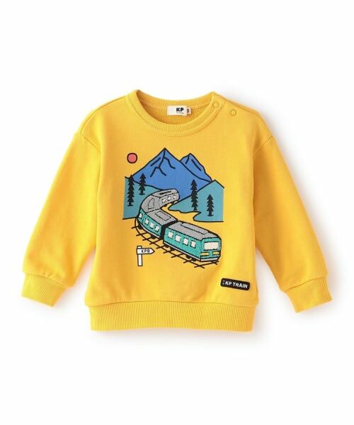 KP / ケーピー スウェット | 電車サガラ刺シュウ トレーナー 【吸湿発熱】（黄）