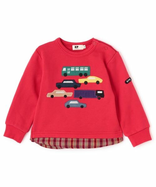 KP / ケーピー スウェット | 車アップリケ 裏起毛トレーナー 【吸湿発熱】(赤)