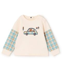 KP / ケーピー スウェット | 先染チェック車アップリケ 裏毛トレーナー