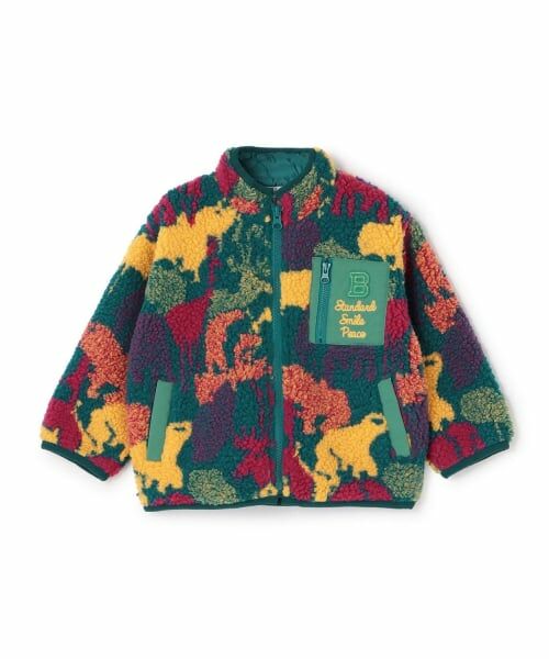 KP / ケーピー ブルゾン | 迷彩プリント ボア ジャケット（エメラルド グリーン）