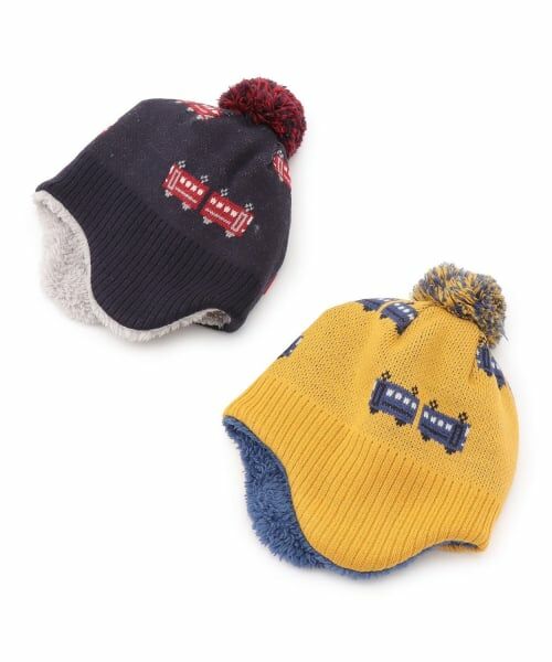 KP / ケーピー ニットキャップ | 電車柄 耳当て付きニット帽 | 詳細5