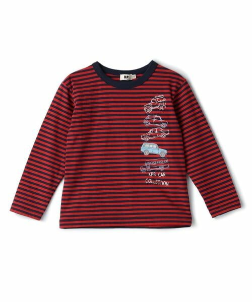 KP / ケーピー Tシャツ | 車ボーダー長袖Tシャツ（赤）