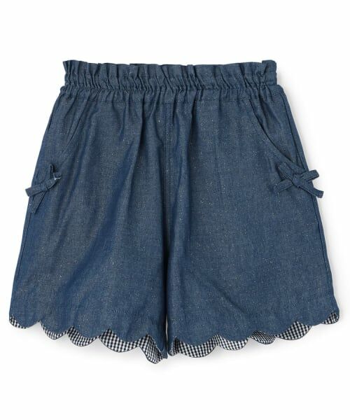 KP / ケーピー ショート・ハーフ・半端丈パンツ | ラメデニム ショートパンツ（紺）