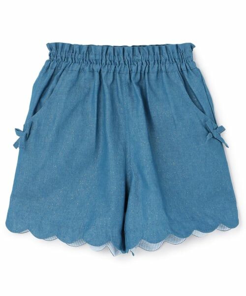KP / ケーピー ショート・ハーフ・半端丈パンツ | ラメデニム ショートパンツ（ブルー）