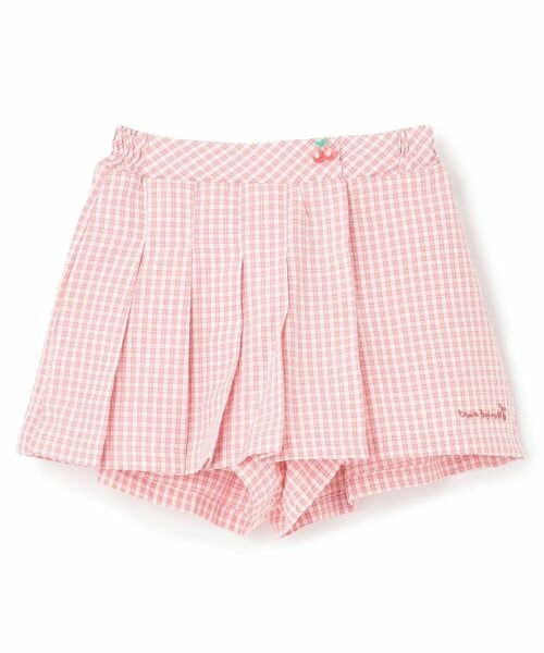 KP / ケーピー ショート・ハーフ・半端丈パンツ | 先染チェック スカパン(ピンク)