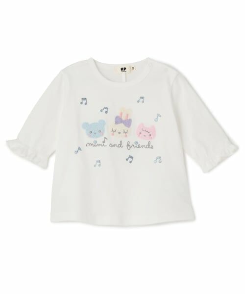 KP / ケーピー Tシャツ | mimiちゃんとフレンズ 7分袖Tシャツ 【POMプロテクト加工】（オフ ホワイト）