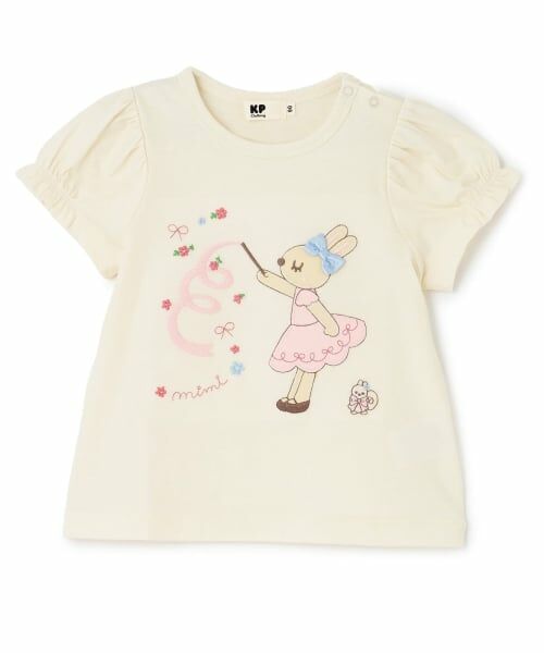 KP / ケーピー Tシャツ | mimiちゃん アップリケ Tシャツ(生成)