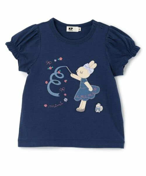 KP / ケーピー Tシャツ | mimiちゃん アップリケ Tシャツ(紺)