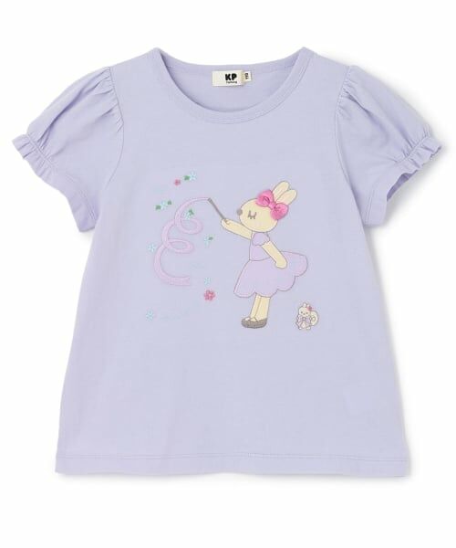 KP / ケーピー Tシャツ | mimiちゃん アップリケ Tシャツ(ラベンダー)