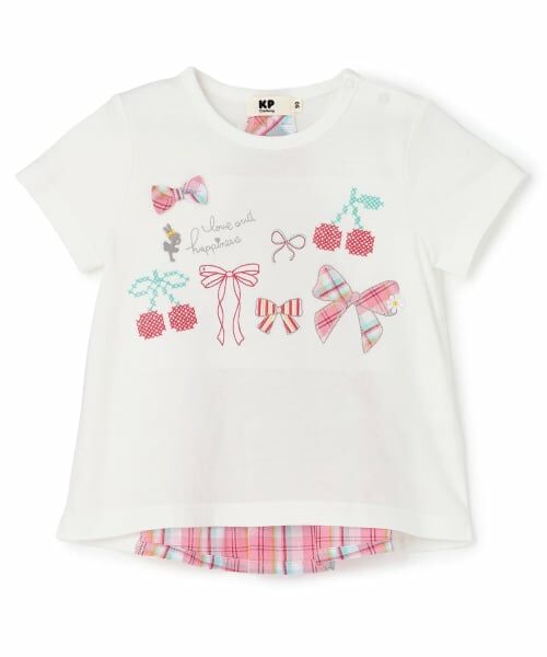 KP / ケーピー その他トップス | リボン×チェリーモチーフ 半袖チュニック（オフ ホワイト）