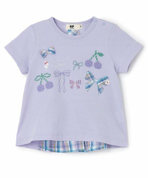 KP / ケーピー その他トップス | リボン×チェリーモチーフ 半袖チュニック（ラベンダー）