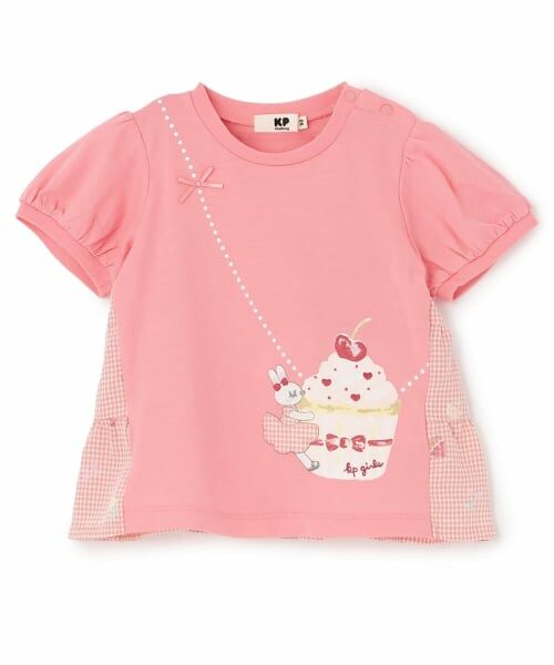 KP / ケーピー Tシャツ | 【防虫加工】天竺×先染チェック 半袖Tシャツ（チェリー ピンク）