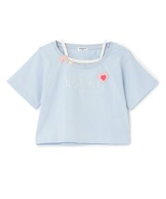 【Trois Lapins】 フェイクレイヤード 5分袖Tシャツ