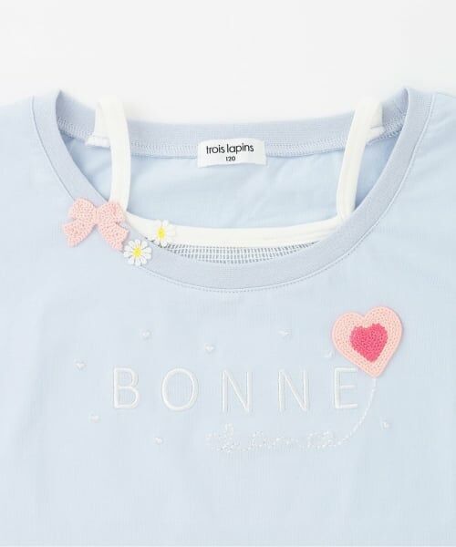 KP / ケーピー Tシャツ | 【Trois Lapins】 フェイクレイヤード 5分袖Tシャツ | 詳細2