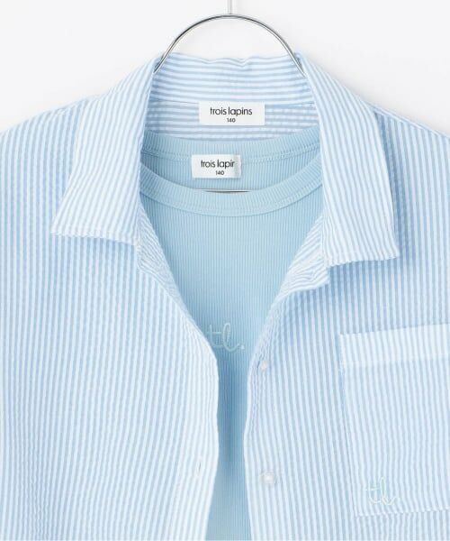 KP / ケーピー シャツ・ブラウス | 【Trois Lapins】 サッカーストライプシャツ×インナー セット | 詳細3