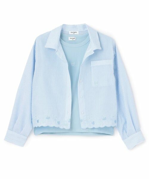 KP / ケーピー シャツ・ブラウス | 【Trois Lapins】 サッカーストライプシャツ×インナー セット（サックス）