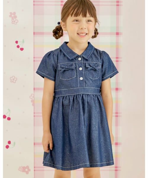 KP / ケーピー ミニ丈・ひざ丈ワンピース | ラメデニム　シャツワンピ | 詳細11