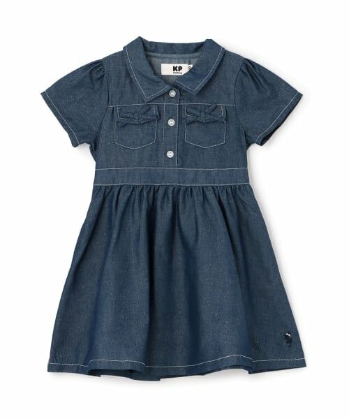 KP / ケーピー ミニ丈・ひざ丈ワンピース | ラメデニム　シャツワンピ | 詳細9