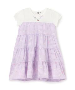 KP / ケーピー ミニ丈・ひざ丈ワンピース | 先染チェック発泡プリント ティアード ワンピーズ