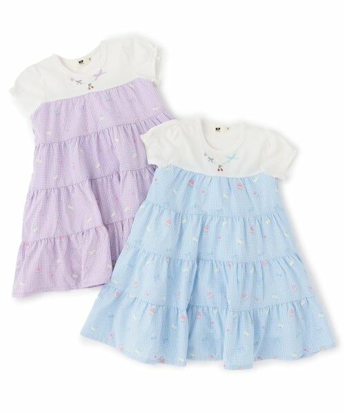 KP / ケーピー ミニ丈・ひざ丈ワンピース | ギンガム発泡プリント ティアード ワンピーズ | 詳細8