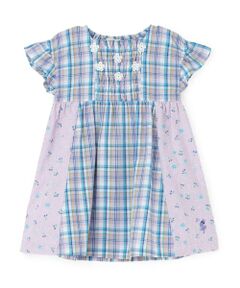 KP / ケーピー ミニ丈・ひざ丈ワンピース | 先染チェック×ドビー織プリント ワンピース