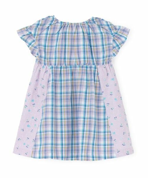 KP / ケーピー ミニ丈・ひざ丈ワンピース | 先染チェック×ドビー織プリント ワンピース | 詳細1