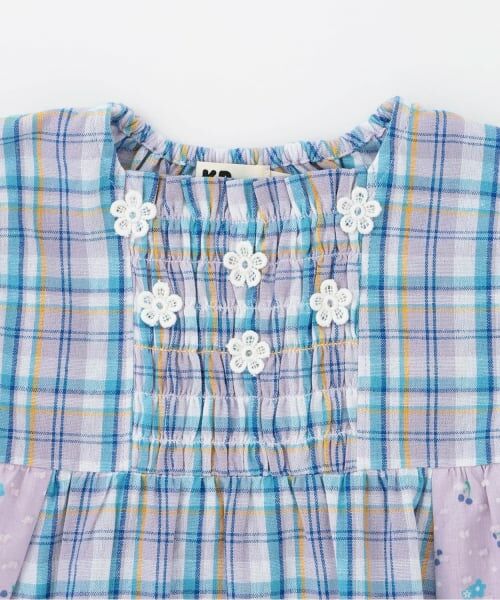 KP / ケーピー ミニ丈・ひざ丈ワンピース | 先染チェック×ドビー織プリント ワンピース | 詳細2