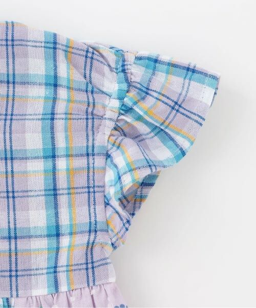 KP / ケーピー ミニ丈・ひざ丈ワンピース | 先染チェック×ドビー織プリント ワンピース | 詳細3