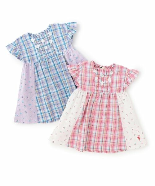 KP / ケーピー ミニ丈・ひざ丈ワンピース | 先染チェック×ドビー織プリント ワンピース | 詳細8