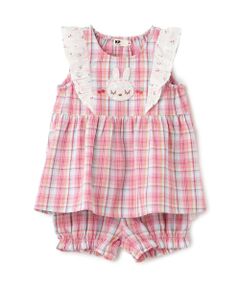 KP / ケーピー Tシャツ | 先染チェック×ドビーチェリードットプリント 上下セット