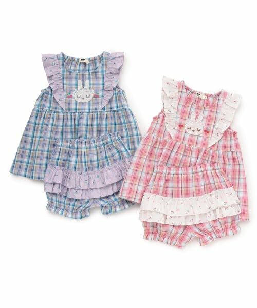 KP / ケーピー Tシャツ | 先染チェック×ドビーチェリードットプリント 上下セット | 詳細11