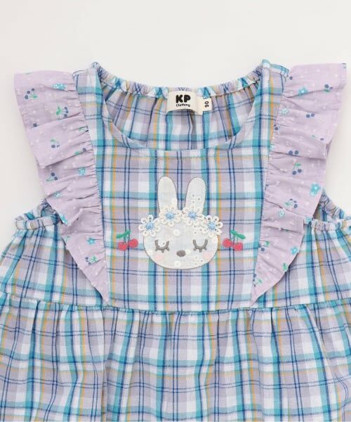 KP / ケーピー Tシャツ | 先染チェック×ドビーチェリードットプリント 上下セット | 詳細3