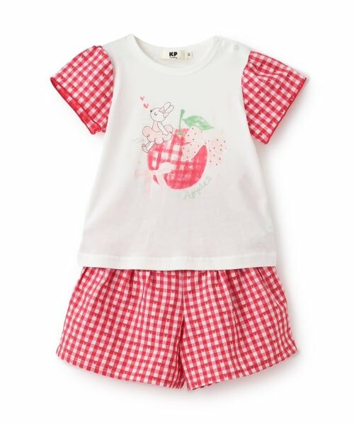 KP / ケーピー Tシャツ | 天竺×先染チェック 上下セット（赤）
