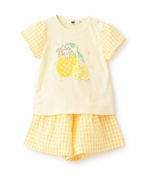KP / ケーピー Tシャツ | 天竺×先染チェック 上下セット（黄）