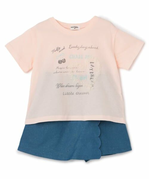 KP / ケーピー Tシャツ | 【Trois Lapins】天竺×ラメデニム 上下セット（ピンク）
