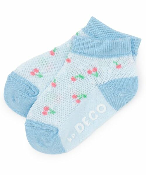 KP / ケーピー ソックス | チェリー総柄 スニーカーソックス 【COOLMAX】（サックス）