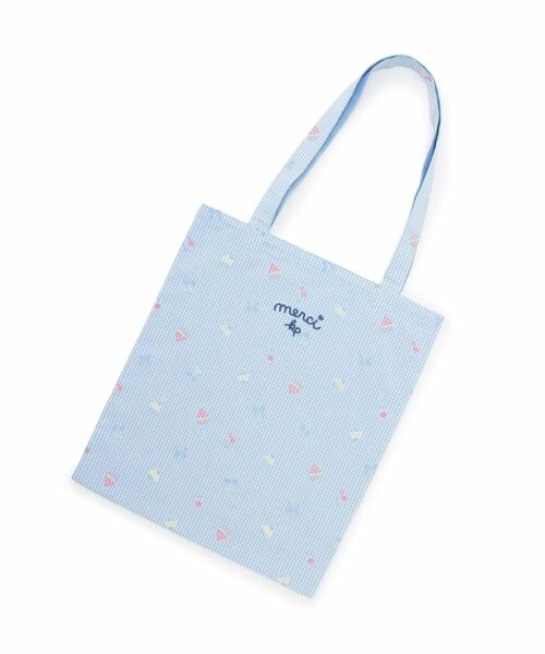 KP / ケーピー トートバッグ | ギンガム 発泡プリント バッグ（サックス）