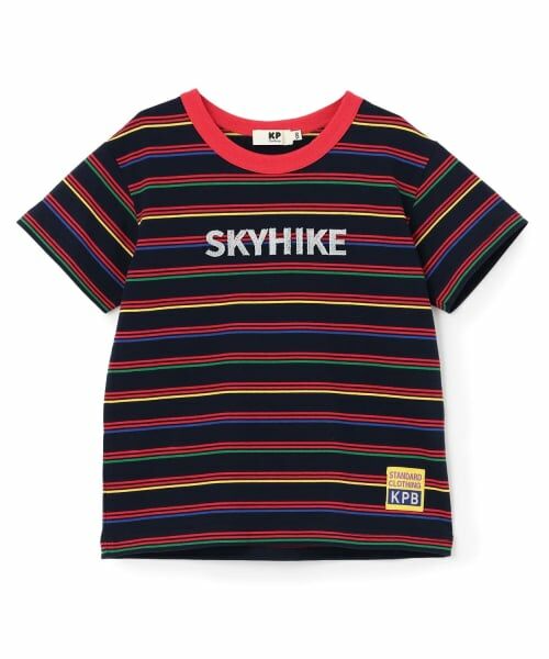 KP / ケーピー Tシャツ | マルチボーダー半袖Tシャツ（紺）