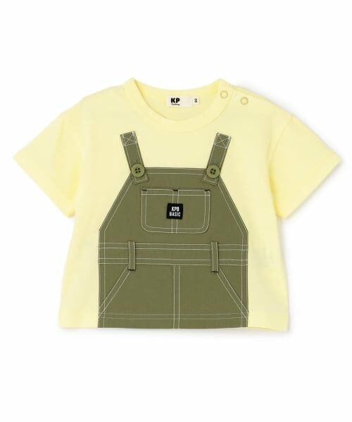 KP / ケーピー Tシャツ | オーバーオール風 半袖Tシャツ（レモン イエロー）