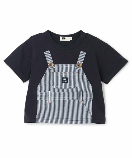 KP / ケーピー Tシャツ | オーバーオール風 半袖Tシャツ（紺）