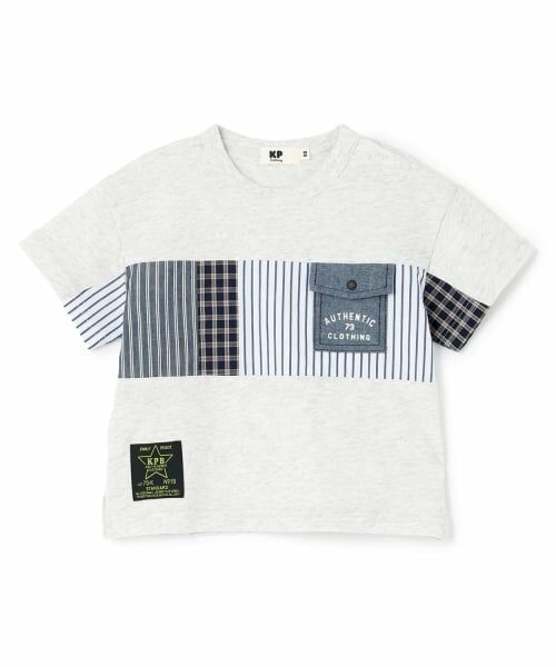 KP / ケーピー Tシャツ | パッチワーク切り替え Tシャツ（オートミール）