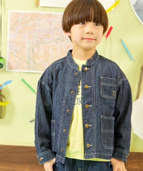 KP / ケーピー ブルゾン | バンドカラー デニムジャケット（紺）