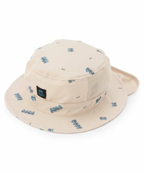 KP / ケーピー ハット | 電車総柄プリント 日除け付きハット（ベージュ）